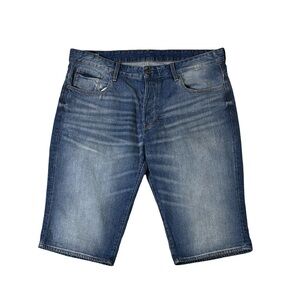 G-Star Raw mens 38 light wash straight fit faded denim blue jean shorts EUC